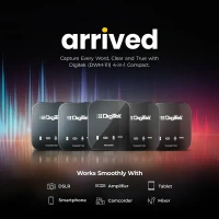 Digitek DWM-111 4-Channel Wireless Mic System | 360° Voice Capture, 2.4GHz, 50m Range | Plug & Play for DSLR, Smartphone & Laptop