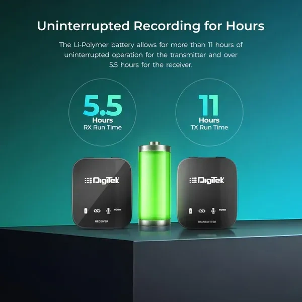 Digitek DWM-111 4-Channel Wireless Mic System | 360° Voice Capture, 2.4GHz, 50m Range | Plug & Play for DSLR, Smartphone & Laptop
