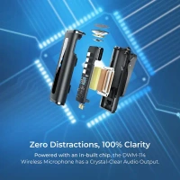 Digitek® DWM-114 2-in-1 Wireless Microphone | 2.4GHz, 40m Range, 6.6Hr Battery, Noise Reduction | Plug & Play Mic for iPhone & Android – Ideal for Vlogging, Interviews & Video Recording