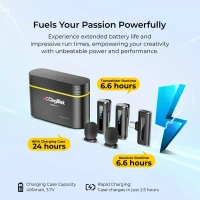 Digitek® DWM-114 2-in-1 Wireless Microphone | 2.4GHz, 40m Range, 6.6Hr Battery, Noise Reduction | Plug & Play Mic for iPhone & Android – Ideal for Vlogging, Interviews & Video Recording