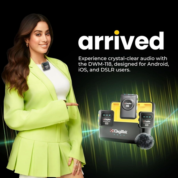 Digitek® DWM-118 Wireless Microphone – 50m Range, Advanced Noise Reduction