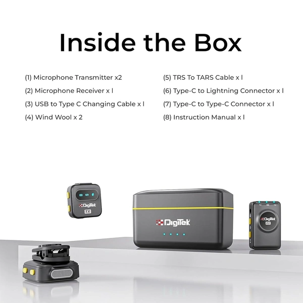 Digitek® DWM-118 Wireless Microphone – 50m Range, Advanced Noise Reduction