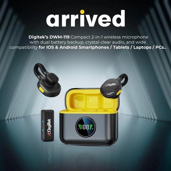 Digitek® Digitek DWM-119 Wireless Microphone 2-in-1 | Lavalier & Handheld Mic, Noise Cancelling, Long Range Wireless Mic for iPhone, Android & DSLR