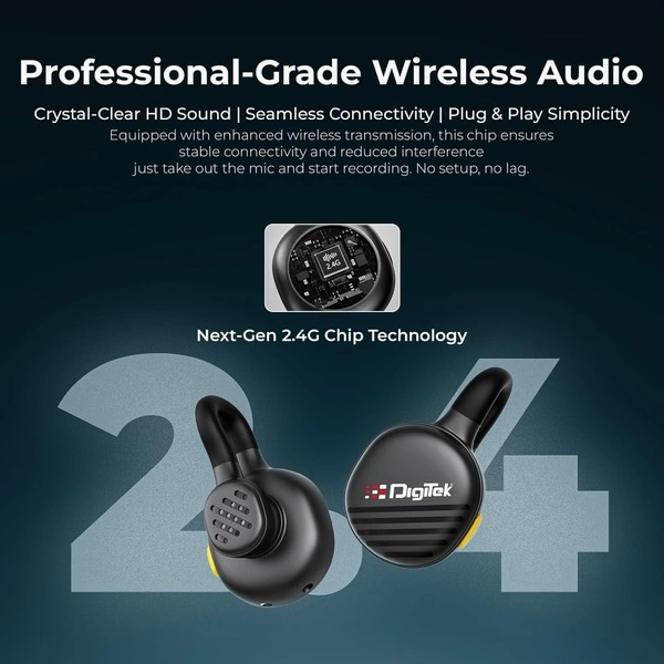 Digitek® Digitek DWM-119 Wireless Microphone 2-in-1 | Lavalier & Handheld Mic, Noise Cancelling, Long Range Wireless Mic for iPhone, Android & DSLR