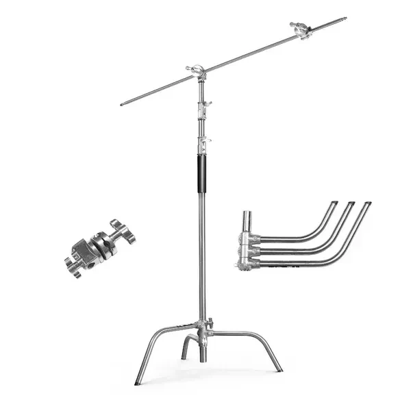 Digitek® Digitek Heavy Duty C-Stand (Black) | 10ft Adjustable Light Stand with 3.5ft Holding Arm & Grip Head | Ideal for Studio Lights, Reflectors & Monolights