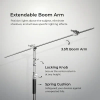 Digitek® Digitek Heavy Duty C-Stand (Black) | 10ft Adjustable Light Stand with 3.5ft Holding Arm & Grip Head | Ideal for Studio Lights, Reflectors & Monolights