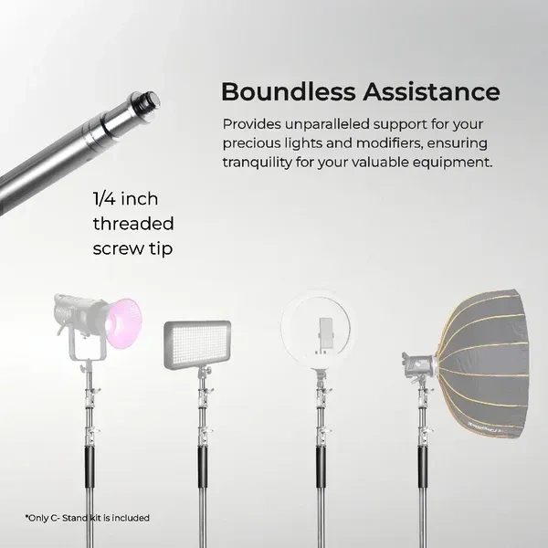 Digitek® Digitek Heavy Duty C-Stand (Black) | 10ft Adjustable Light Stand with 3.5ft Holding Arm & Grip Head | Ideal for Studio Lights, Reflectors & Monolights