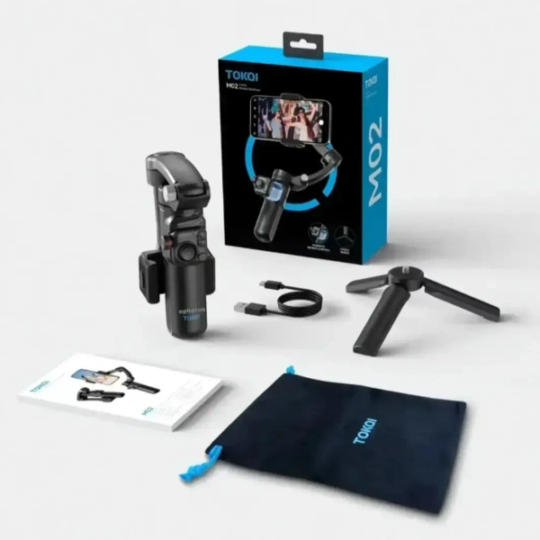 TOKQI M02 AI Mobile Phone Stabilizer 3-Axis Foldable Gimbal with Removable Magnetic Remote Control 
