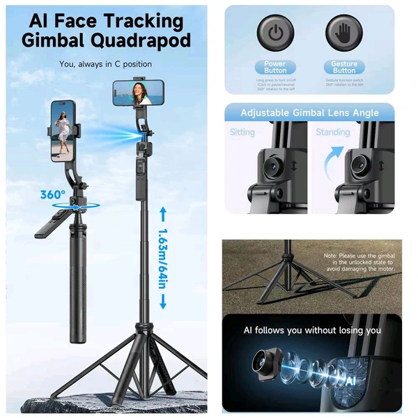 Retrack C17 Ai Gimbal Retrack™ C17 Aluminum Alloy AI Intelligent Face Tracking
