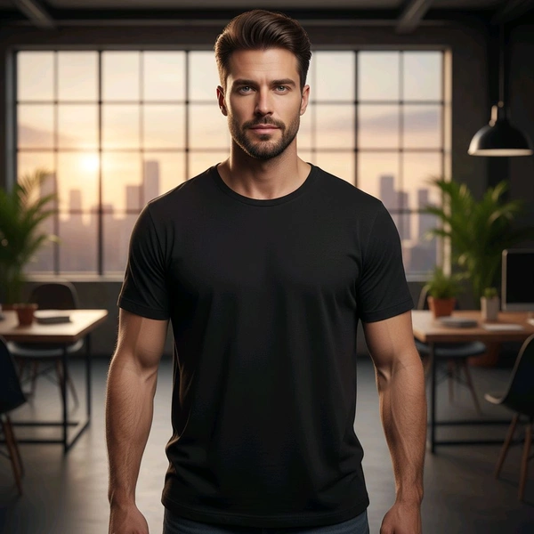 OKASA Black Round Neck T-Shirt (M Size) – Premium Cotton | Buy Online at Best Price - M, Black