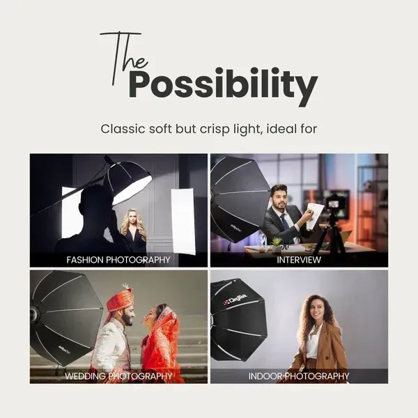 Digitek® Digitek (DSBH-055) 55cm Lightweight Portable Softbox with S2 Bracket, Dual Diffuser Sheets & Carry Case | Compatible with All Flash Speedlights