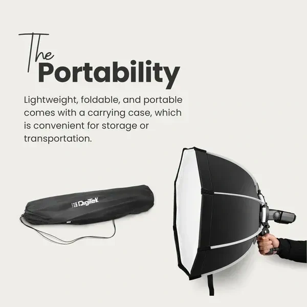 Digitek® Digitek (DSBH-055) 55cm Lightweight Portable Softbox with S2 Bracket, Dual Diffuser Sheets & Carry Case | Compatible with All Flash Speedlights