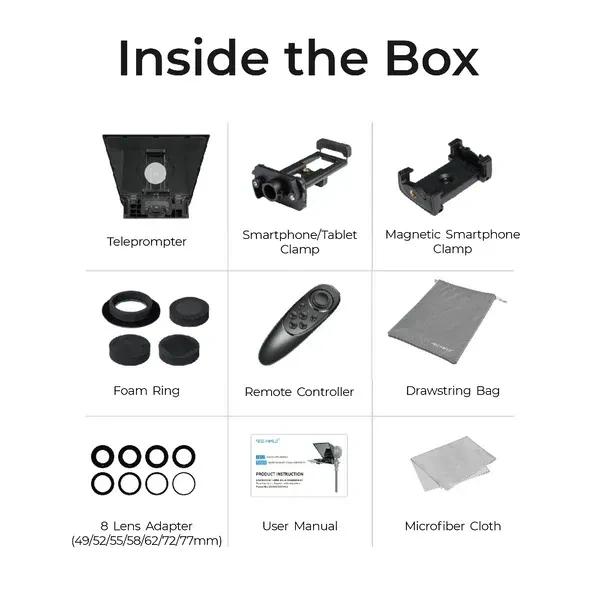 Digitek® Digitek (DTP-008) 8” Digitek Teleprompter for Smartphone & DSLR Supports w/Remote Control, APP Compatible with iOS & Android System for Video Creator