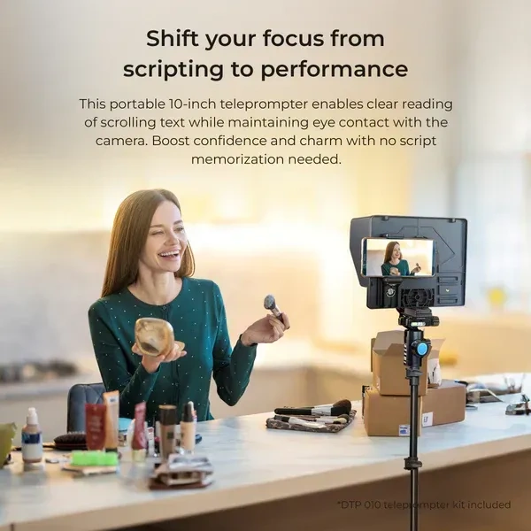 Digitek® Digitek (DTP-010) 10” Teleprompter for Smartphone & DSLR | Remote Control, iOS & Android App Compatible | Ideal for Video Creators