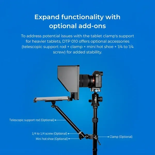Digitek® Digitek (DTP-010) 10” Teleprompter for Smartphone & DSLR | Remote Control, iOS & Android App Compatible | Ideal for Video Creators