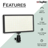 Digitek® Digitek (LED-D416) Combo Professional Video Light | Dimmable 3200K–5600K | Compatible with Tripods, Monopods, Cameras & Camcorders | Ideal for YouTube & Product Photography