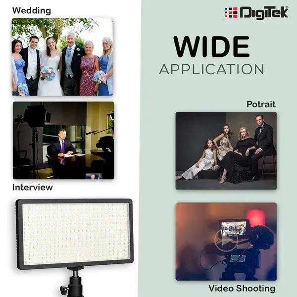 Digitek® Digitek (LED-D416) Combo Professional Video Light | Dimmable 3200K–5600K | Compatible with Tripods, Monopods, Cameras & Camcorders | Ideal for YouTube & Product Photography