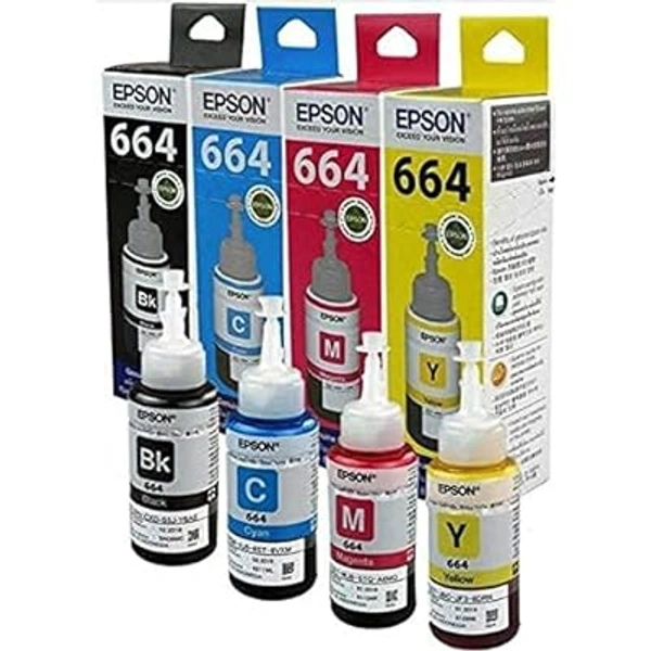 Epson  664 Color Combo Ink Bottle Black, Cyan, Magenta,Yellow 70 Ml Pack