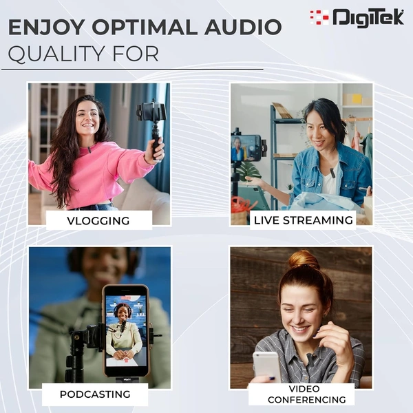 Digitek® Digitek DWM-001 Wireless Microphone & Receiver with Type-C, Clear Sound, Plug & Play for Android & DSLR