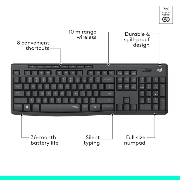 Logitech MK295 Silent Wireless Combo Keybord and Mouse