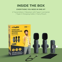 Digitek® DWM-008 PRO Wireless Microphone & Receiver with Type-C | High-Quality Audio, Professional Performance