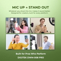 Digitek® DWM-008 PRO Wireless Microphone & Receiver with Type-C | High-Quality Audio, Professional Performance