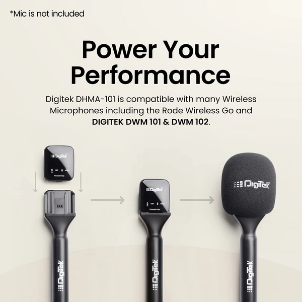 Digitek® DHMA-101 Wireless Handheld Interview Adapter with Foam Windshield – Wind Noise Reduction, Compatible with DWM-101 Microphone