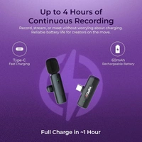 Digitek® DWM-006 PRO Wireless Microphone & Receiver with Type-C | High-Quality Audio, Professional Performance