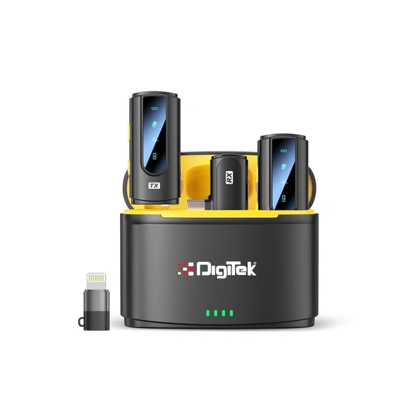 Digitek® DWM-112 2-in-1 Wireless Microphone System | 50M Range, Noise Reduction, Clear Audio for Recording & Streaming