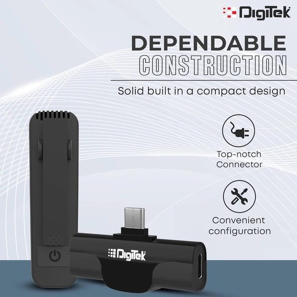 Digitek® Digitek DWM-001 Wireless Microphone & Receiver with Type-C, Clear Sound, Plug & Play for Android & DSLR
