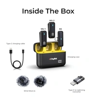 Digitek® DWM 105 2-in-1 Wireless Microphone System with ANC Noise Reduction, Dual Mic Setup, Long Range, Clear Audio for DSLR, Android & iPhone