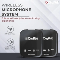 Digitek® DWM 101 Wireless Microphone System with ANC Noise Reduction, 360° Sound Capture, 100M Range, Up to 12 Hrs Battery, for DSLR, Android & iPhone