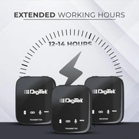 Digitek® DWM 101 Wireless Microphone System with ANC Noise Reduction, 360° Sound Capture, 100M Range, Up to 12 Hrs Battery, for DSLR, Android & iPhone