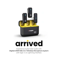 Digitek® DWM 105 2-in-1 Wireless Microphone System with ANC Noise Reduction, Dual Mic Setup, Long Range, Clear Audio for DSLR, Android & iPhone