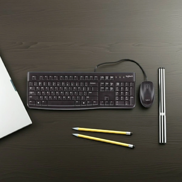 Logitech MK120 Keyboard and Mouse Combo – Reliable Wired Keyboard & Mouse for PC