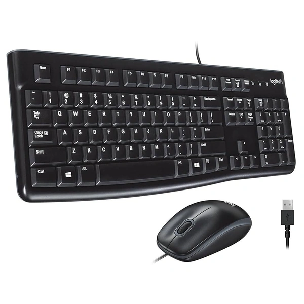 Logitech MK120 Keyboard and Mouse Combo – Reliable Wired Keyboard & Mouse for PC