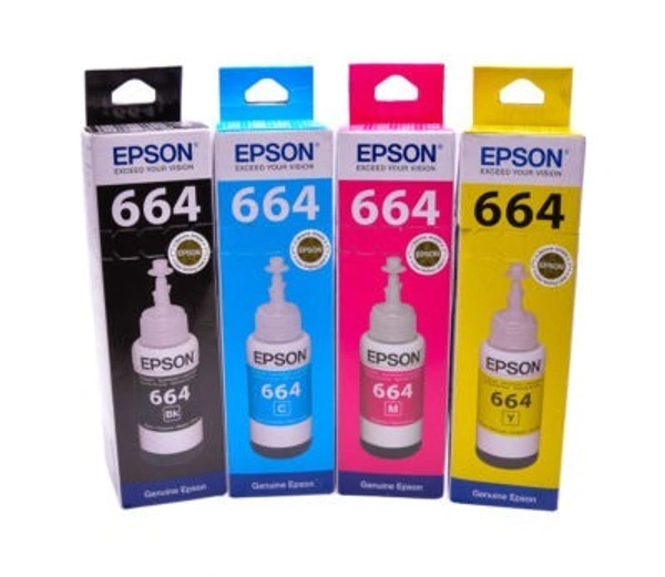 Epson  664 Color Combo Ink Bottle Black, Cyan, Magenta,Yellow 70 Ml Pack
