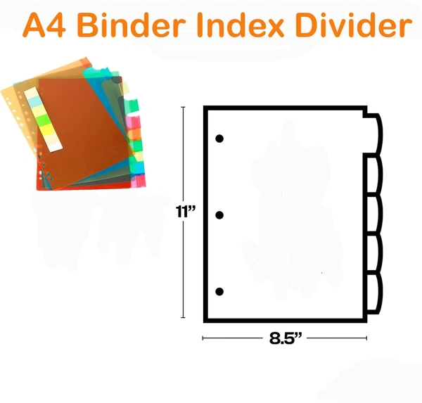 plastic Separators A4 Binder Index Divider (10 Insertable tab Sheets) | Royal Stationers Best Quality Guarantee