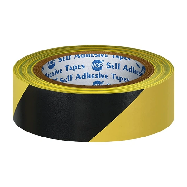 ZEBRA Black & Yellow Floor Marking Tape 1' - 18 Meters in Length 24mm / 01" Width - 1 Roll Per Pack - Waterproof Social Distancing lane Marking Tape for Safety, Hazard and Caution Warnings | Royal Stationers Best Quality Guarantee