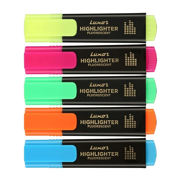 Luxor Highlighter Fluorescent | Assorted Versatile: School, Home & Office | Perfect for Professional & Student Work | Royal Stationers Best Quality Guarantee