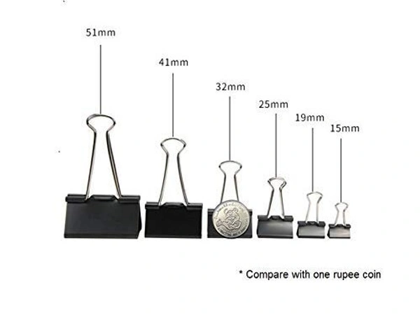 51 mm, 2 inch Paper Binder Clip Clamp for Office, Home, School, Institutions (Capacity 240 Pages) - Pack of 12 Clips | Royal Stationers Best Quality Guarantee