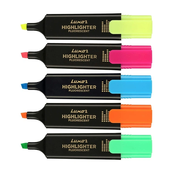 Luxor Highlighter Fluorescent | Assorted Versatile: School, Home & Office | Perfect for Professional & Student Work | Royal Stationers Best Quality Guarantee