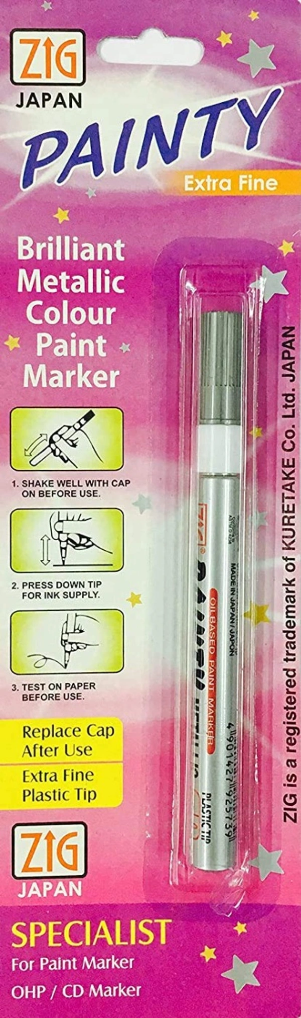 Zig (Japan) Painty Metallic Permanent Marker Silver marker | Royal Stationers Best Quality Guarantee