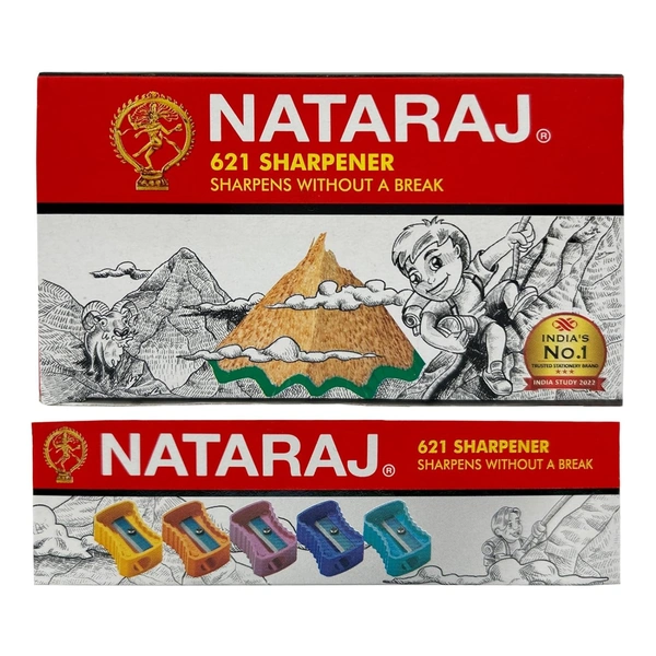 Natraj 621 Sharpener, Hassle-free Sharpening, Scientifically Angled Blade, Reduces Hand Strain, Ergonomic Design, Anti-rust Coating, Highly Durable, Conveniently Portable, Pack of 20 | Royal Stationers Best Quality Guarantee