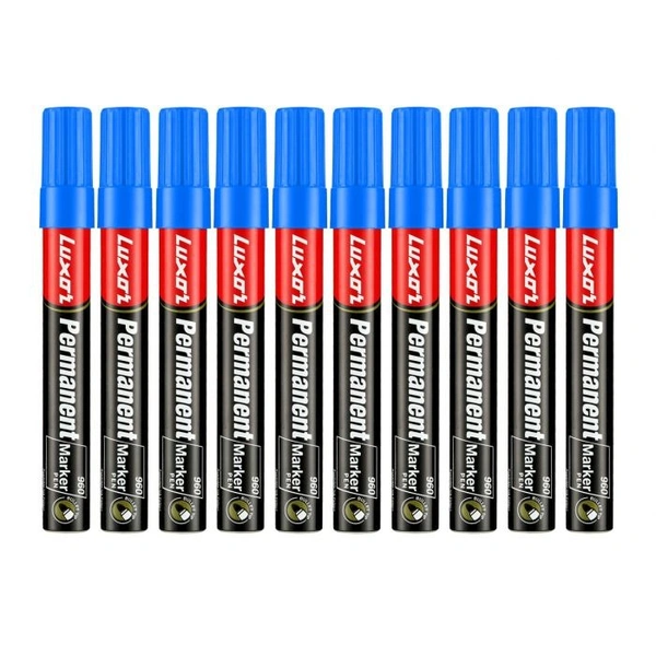 Permanent Marker - Blue - Box Of 10 with extra tip free | Royal Stationers Best Quality Guarantee
