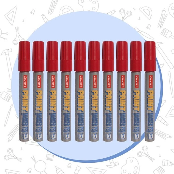 Luxor red Paint Marker With Extra Tip Free Pak Of-10 | Royal Stationers Best Quality Guarantee