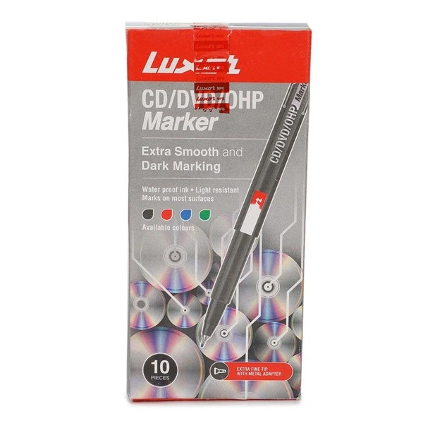Luxor Cd/Dvd/Ohp Marker- Blue - Box Of 10 | Royal Stationers Best Quality Guarantee