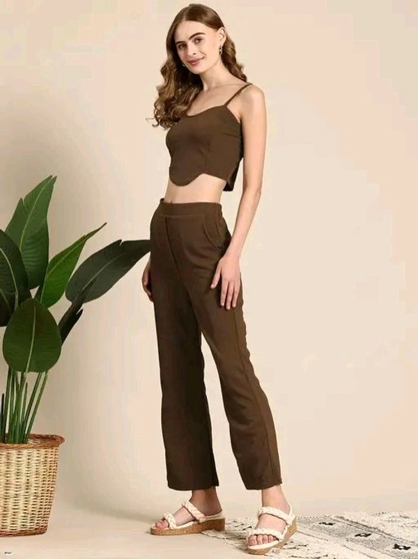 Women Lycra Top And Bottom Co-Ords Set For Women - XL