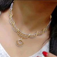 Stylish Premium Gold Necklace Set With American Diamonds, Latest Design