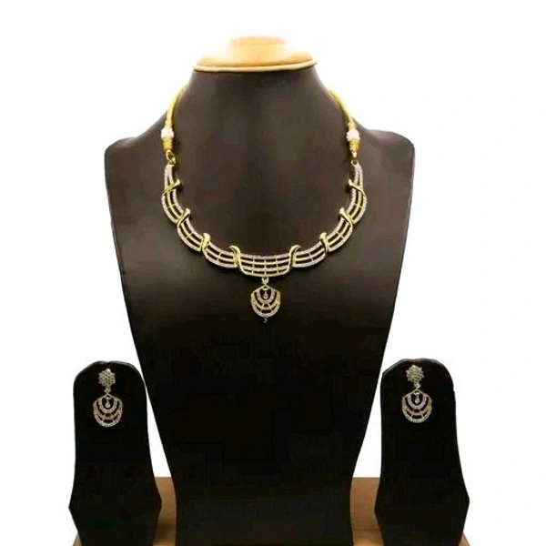 Stylish Premium Gold Necklace Set With American Diamonds, Latest Design